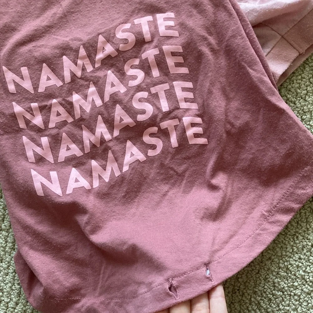 Namaste Dog T-Shirt Shirt Top Size Medium Light Sweater Pink Fair Condition